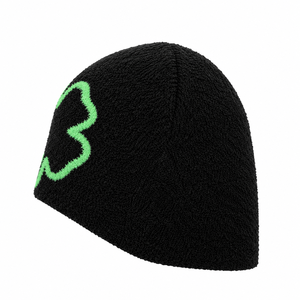 Custom Logo Four Leaf Clover Fuzzy Knitted Beanie <b>Hat</b> Men <b>Women</b> <b>Winter</b> Warm Plush Chenille Letter Pattern Business Streetwear - Product Image 4