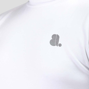 <b>Men's</b> Plus Size O-Neck Long Sleeve Breathable Polyester Solid Color Casual <b>Top</b> with Blank Design and Front Logo White - Product Image 2