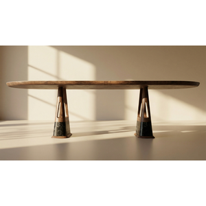 Table à manger en marbre Calacatta Violet de luxe, table en pierre naturelle, pieds en bois de noyer, mobilier de salle à manger moderne, OEM PISANO - Product Image 2