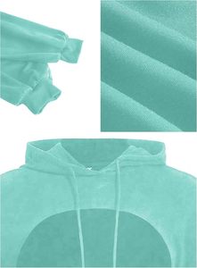 Sudadera Corta con Capucha para Mujer, Manga Larga, Color Sólido, Informal, para Primavera, Transpirable, Tejida, de Algodón y Spandex - Product Image 2