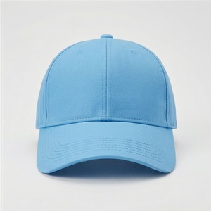 <b>Light</b> Blue 6-Panel Baseball Cap Unisex Cotton Fitted Casual <b>Hat</b> Solid Color Adult Size 58-60CM - Product Image 1