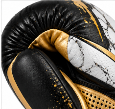 Guantes de Boxeo Negros con Detalles en Dorado, de Cuero PU, con Correa Ajustable para la Muñeca, Ligeros, para Artes Marciales - Product Image 4