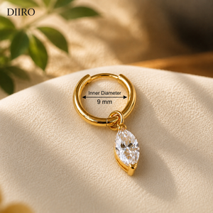 Marquise Shape Diamond <b>Hoop</b> <b>Earring</b> 14K Vermeil Yellow Gold Moissanite Drop <b>Earrings</b> for Women Party Jewelry - Product Image 2