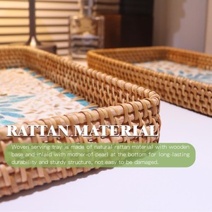 Bandeja de servir de nácar y ratán con diseño de peces coloridos, perfecta para servir invitados en ocasiones especiales y para decorar la mesa. - Product Image 5