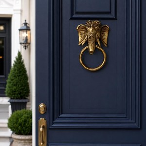 SHUBHAM Sonnette de porte éléphant doré en métal à fixation murale, anneau de sonnette décoratif irrégulier pour maison, ferme, villa - Product Image 6