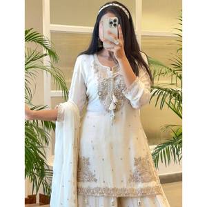Designer <b>Top</b>-Bottom and Dupatta Set with Embroidery Sequence Work Size XL - Product Image 4