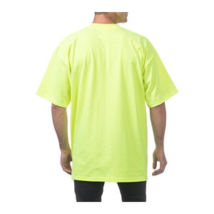 เสื้อยืดผู้ชายสีเหลืองนีออน แห้งเร็ว แขนสั้น คอกลม ทรงปกติ สวมใส่สบาย ผ้าเจอร์ซีย์ โพลีเอสเตอร์ 100% สีพื้นเรียบ - Product Image 5
