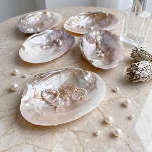 Plateau décoratif en coquille de nacre ovale 14-16cm, style côtier, décoration de mariage - Product Image 2