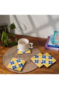 Stylish Decorative MDF Enamel <b>Coaster</b> <b>Set</b> With Long Lasting Waterproof Finish For Daily Household Table Protection - Product Image 1