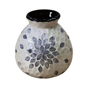 Modern Decorative Shell Mosaic <b>Vase</b> Crafted from Genuine Mother of Pearl for Premium Home Furnishing Collection - Product Image 4