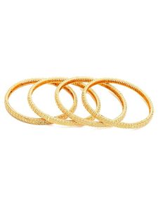 Gold Plated Brass Bangles Set with Flower Design and <b>Crystal</b> Classic Women's Jewelry for Party Occasions - Product Image 2