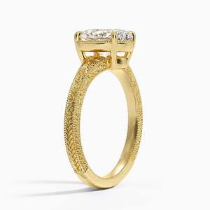 แหวนโซลิแทร์ระดับพรีเมียมพร้อมรายละเอียดแกะสลักในทองคำขาว 14K - Product Image 2