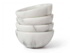 Cuenco Redondo Poco Profundo de Mármol Blanco Gris Ecológico Tallado con Patrón de Vetas Moderno, Superficie Lisa Pulida Brillante - Product Image 3