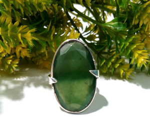 Anillo de Plata de Ley 925 Hecho a Mano con Incrustaciones de Jade Nefrita Verde Natural, Estilo Bohemia, para Mujer - Product Image 4