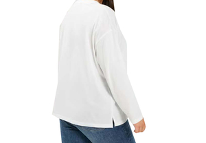 Camiseta de mujer de otoño, talla grande, de moda, de algodón orgánico de alta calidad, cuello redondo, lavado ácido, estilo cropped, de gran gramaje, al por mayor - Product Image 2