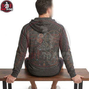 Sudadera con Capucha y Pantalones Cortos de 2 Piezas para Hombre, Diseño Único MEM, Color Gris Carbón, Alta Calidad, Estampado Gráfico Sólido Informal, Cierre de Cremallera, Mangas Largas - Product Image 4