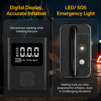 Compresseur d'air numérique portable pour pneus avec lumière LED d'urgence et arrêt automatique pour voiture, SUV, moto, vélo