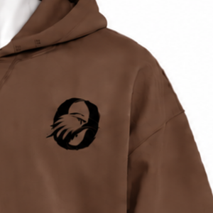 Sweat à capuche marron chocolat avec bordure brodée, pull molletonné oversize, ourlet et poignets décoratifs, poche kangourou, haut décontracté style streetwear - Product Image 5