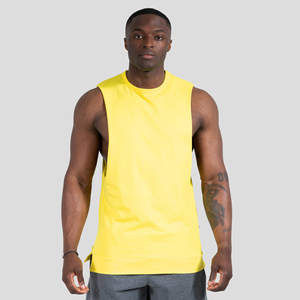 Débardeur Homme 100% Coton Écologique Respirant Sport Décontracté Ample avec Logo Imprimé Lavé sur le Devant et Manches Tombantes - Product Image 1