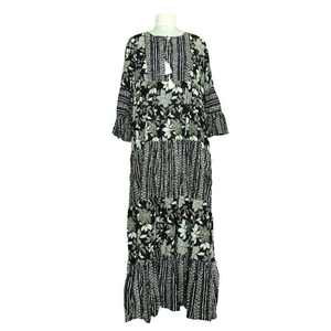 Vestido Maxi de Algodón con Estampado Floral para Mujer, Estilo Boho, Manga 3/4, Cuello Redondo, Vestido Casual - Product Image 4