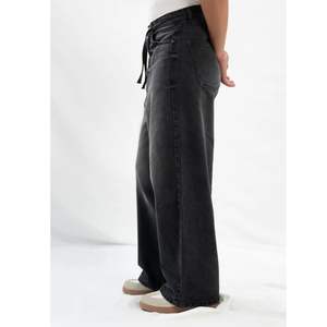 Jeans unisexe vintage délavé noir coupe large taille haute streetwear baggy décontracté coupe ample en denim pour la vente en gros - Product Image 5