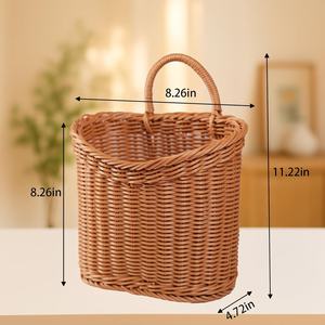 Cesta de Almacenamiento de Cocina de Ratán Tejida a Mano |   Organizador de Frutas y Verduras para Colgar en la Pared |   Organizador de Especias y Artículos Diversos Tejido para Mesa - Product Image 2