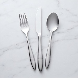 Ensemble de couverts minimalistes en acier inoxydable avec finition miroir pour la vaisselle de mariage - Product Image 1