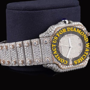 Best Personalized Moissanite Diamond Square Dial With Roman Numerals Full Iced Mechanical Watch for Man's Party Wear Collection - Product Image 6