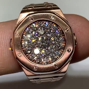 Bague de luxe style Hip Hop sertie de diamants Moissanite, en argent sterling 925, or massif et or rose, bague statement - Product Image 1