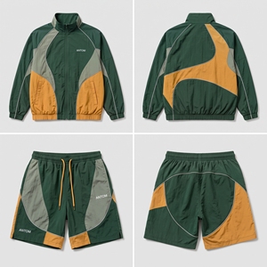 Conjunto Deportivo Premium para Hombre, de Poliéster Impermeable con Estampado Sólido, Pantalones Cortos y Sudadera con Capucha, Cintura Elástica, Casual, Lujoso y Transpirable - Product Image 5