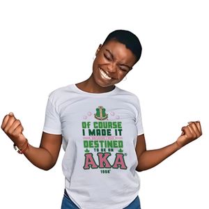 Camiseta blanca AKA Destined To Be An AKA Crossing, camiseta gráfica de manga corta de algodón para mujer, camiseta informal de moda para hermandad - Product Image 1