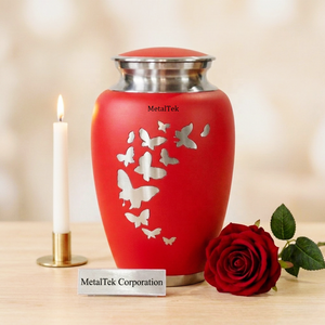 Aluminium Metal Cremation Urns For Ashes Customized Colours Etched Butterflies Decorative Memorial Funeral Urn Ashes Storage Jar - Product Image 2