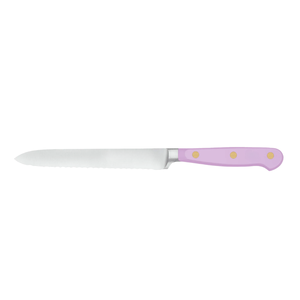 Cuchillo Multiusos Serrado con Mango Remachado Morado, Hoja de Acero Inoxidable de 5 Pulgadas para Cocina, Pan, Frutas y Tomates - Product Image 1