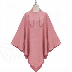 Precio de Fábrica al por Mayor, Tela de Poliéster Crepé de Color Personalizado, Hijab Khimar de Una Capa para Mujeres Musulmanas, Suave y Transpirable para Oración del Eid - Product Image 6
