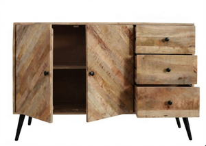 Aparador rústico de madera de mango, mueble de almacenamiento para el hogar, para bares domésticos y sala de estar, con 3 cajones y 2 estantes, ¡muy vendido! - Product Image 3