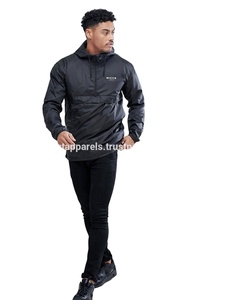 Chaquetas con bolsillos interiores personalizadas a granel, cortavientos con dobladillo curvo de nailon, jersey blanco liso - Product Image 1