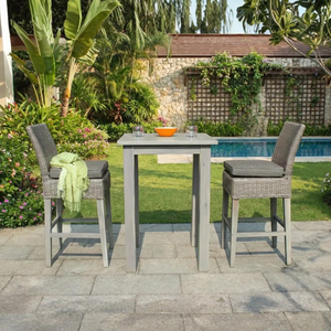 Chaise de comptoir en osier NAVY pour patio, tabouret de bar d'extérieur pour espaces de jardin - Product Image 1