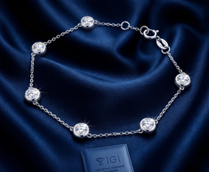 Betterstar High 18K White Gold D Colour VVS IGI Certified Lab Grown Diamond <b>Bracelet</b> Round Cut Setting Bridal Jewelry Factor - Product Image 5