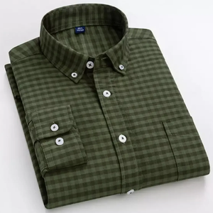 Customized 100% Cotton Flannel Solid <b>Dress</b> Shirts <b>Men</b> Quilted Lined Buttons Formal Stand Breathable Spring Long Sleeve ODM - Product Image 1
