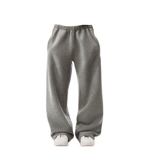 2025 Logo personnalisé hommes ample coton Jogging Baggy Jogger taille haute jambe droite pantalons de survêtement éponge gris Style décontracté toile foncée - Product Image 1