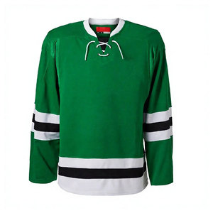 Jersey de Hockey sobre Hielo Unisex Color Verde Azulado, Manga Larga, Cuello en V, Cierre con Cordón, Diseño a Rayas con Bloques de Color, Uniforme de Equipo - Product Image 3