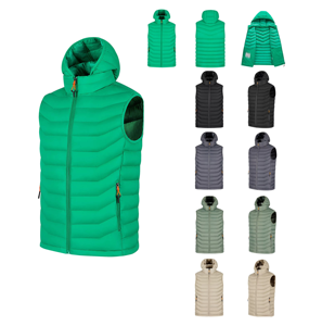 Chaleco Acolchado Verde con Capucha para Hombre, Cuello Alto, Cierre de Cremallera, Cortavientos, Transpirable, Chaqueta Casual de Invierno para Exteriores, Frente de Algodón - Product Image 6