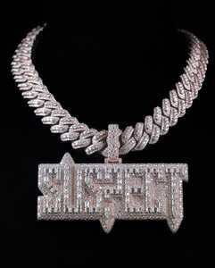Custom Name <b>Pendant</b> Wholesale Round Baguette Lab Grown Diamond 10K Gold Iced Out Bling Necklace Rhodium Plating Finish Supplier - Product Image 4