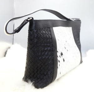 Premium Handcrafted Luxury Leather Handbag Woven Texture Cowhide Fur <b>Patchwork</b> Elegant Women Shoulder <b>Bag</b> Designer Tote - Product Image 4