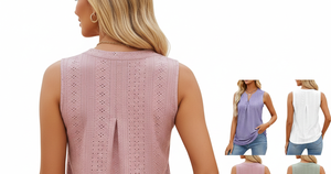 Top de Tirantes Finos sin Mangas con Encaje Calado Ecológico y Elegante para Mujer, Venta al por Mayor, Etiqueta Privada Personalizada - Product Image 4