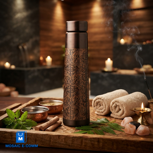 Vajilla de cobre 100% puro, mandala de cobre con beneficios para la salud, tapa resistente a prueba de fugas, vajilla ayurvédica hecha a mano de la India. - Product Image 2