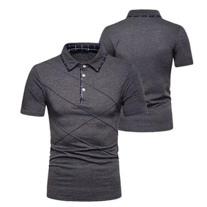 Polo en tricot à manches courtes gris pour homme, style décontracté, boutons, respirant, couleur unie - Product Image 6