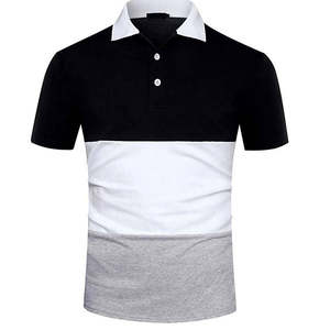 เสื้อโปโลผู้ชายสีบล็อค แขนสั้น คอปกติดกระดุม ผ้าถัก สวมใส่สบาย บริการ OEM - Product Image 3