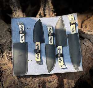 Ensemble de couteaux de chef haut de gamme, faits main, en acier haute teneur en carbone, 5 pièces, manche en os, ambidextres, finition haute brillance, couteaux de cuisine - Product Image 5