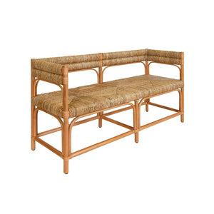 Handwoven Seagrass Patio <b>Bench</b> with Intricate Detailing - Product Image 1